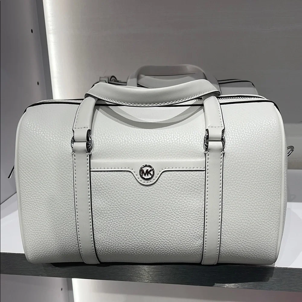 MICHAEL KORS JST TRAVEL MD DUFFLE SATCHEL SHOULDER CROSSBODY BAG MK  OPTIC WHITE